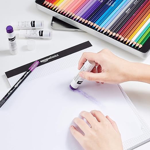 Amazon Basics Purple Washable School Glue Sticks, Dries Clear, 0.21 oz Stick, 4-Pack-DeskLoop Office