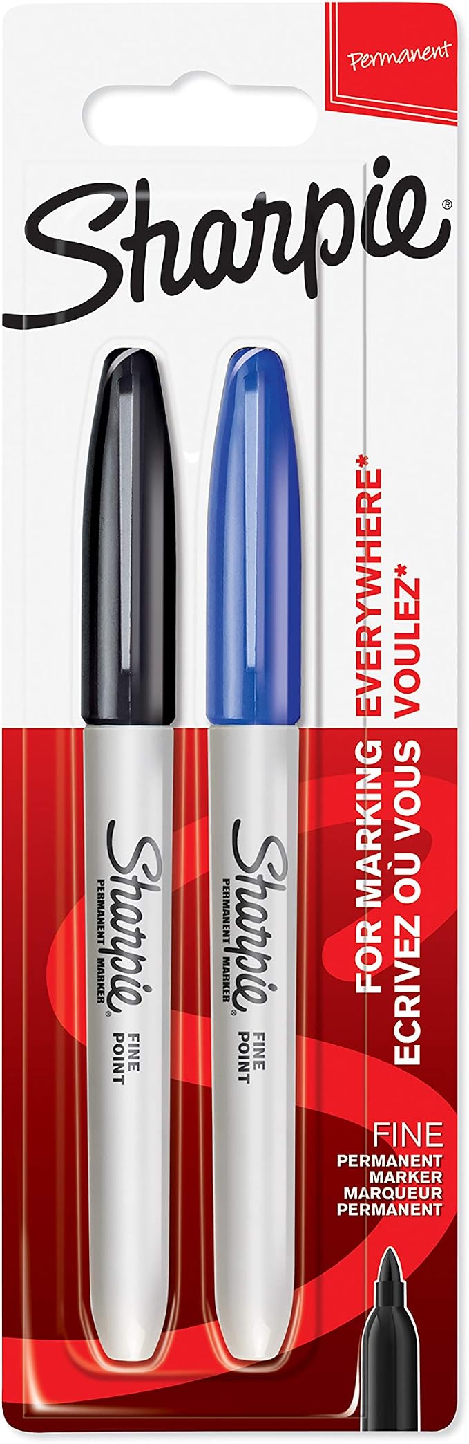 Sharpie Permanent Markers | Fine Point | Black & Blue | 2 Count by Unknown