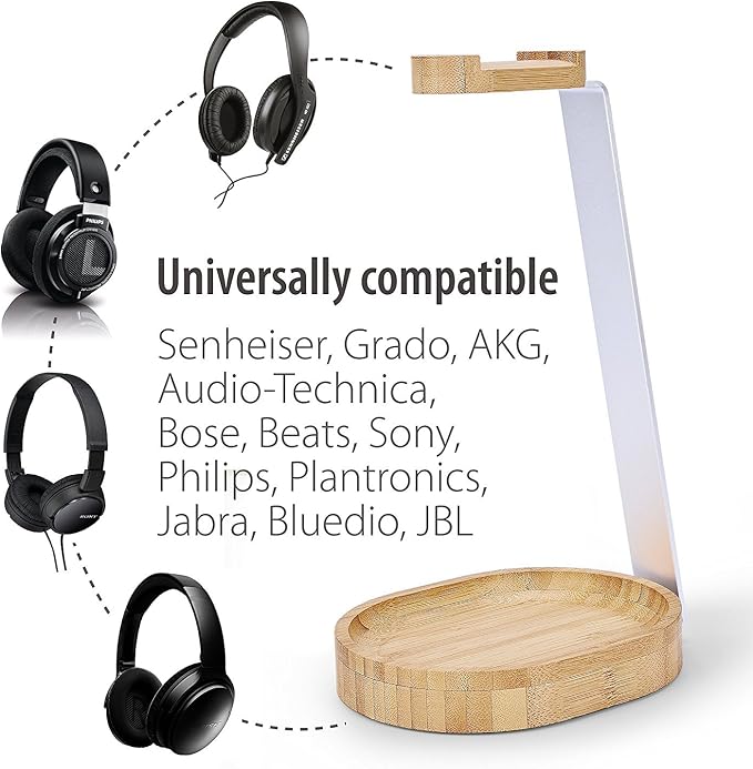 Avantree TR902 - Universal Wooden & Aluminum Headphone Stand Hanger - Image 4