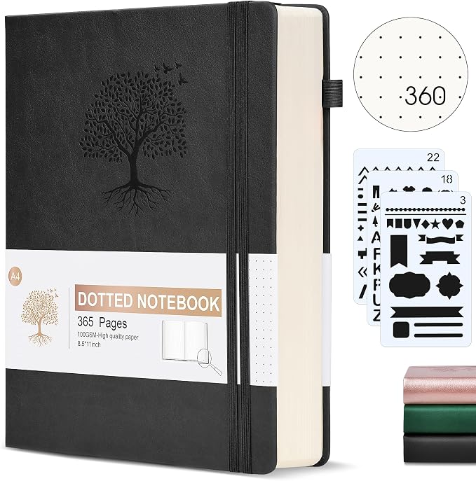 Bullet Dotted Journal Notebook, 360 Numbered Pages Dot Grid Notebooks 8.5 x 11 by Ansopu