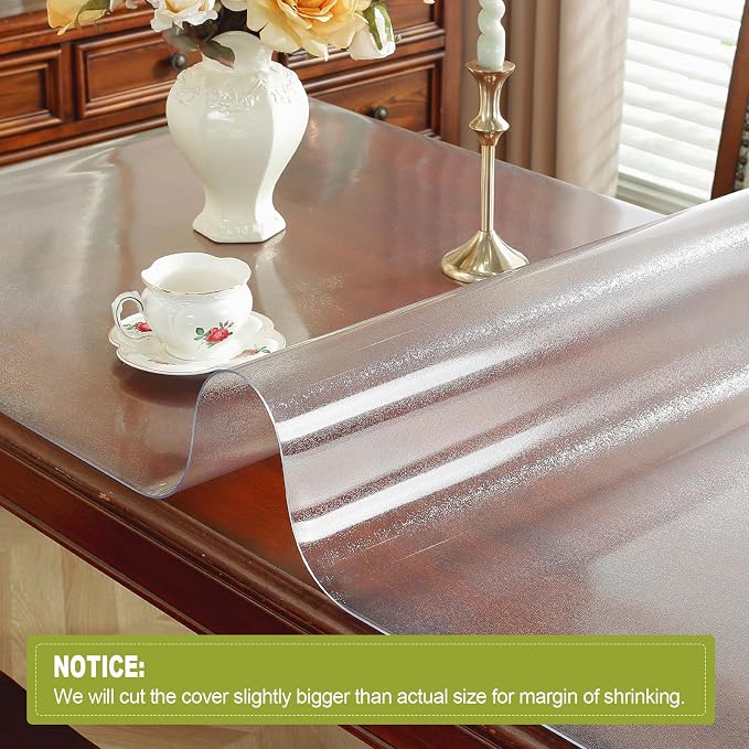OstepDecor 42 x 42 Inch Frosted Table Cover Protector, 2mm Thick Clear Plastic - Image 4