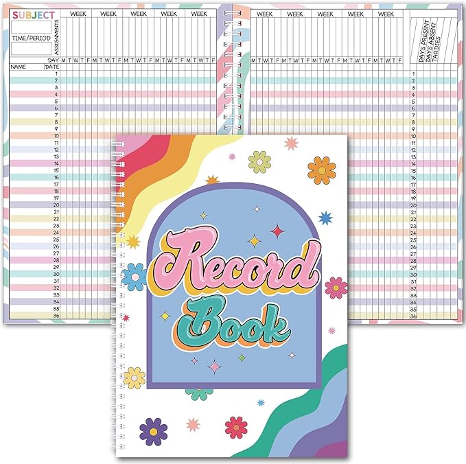 Fuyoooo Retro Remix Teacher Record Book Teacher Grade Books 2026-2027 Spiral by Liraitoya