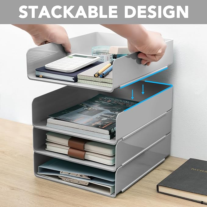 Tiawudi Desk Organizer, Office Organization and Storage, Plastic Letter Tray - Image 3