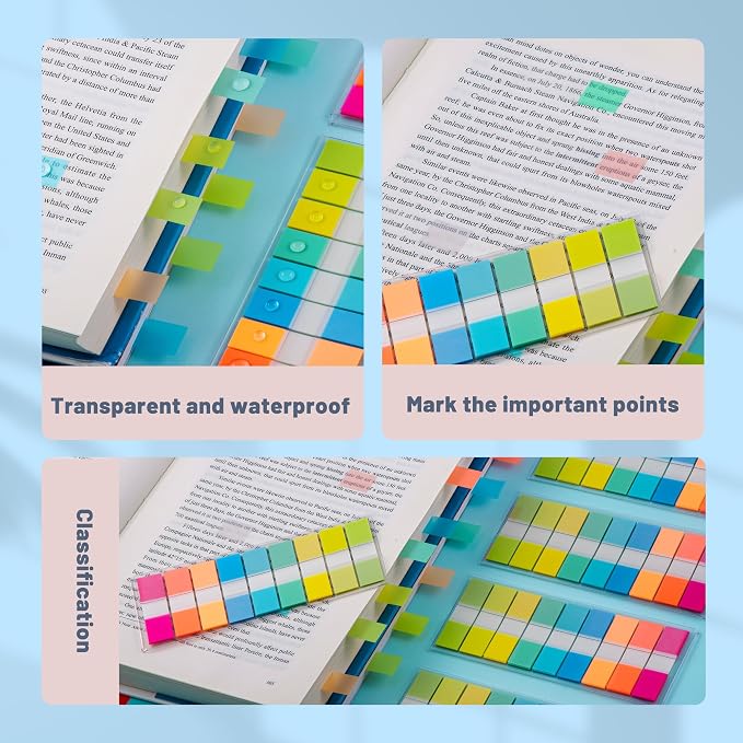 Golcellia Sticky Notes Tabs 900 Pieces Transparent Sticky Tabs, 0.47 Inch Book - Image 8