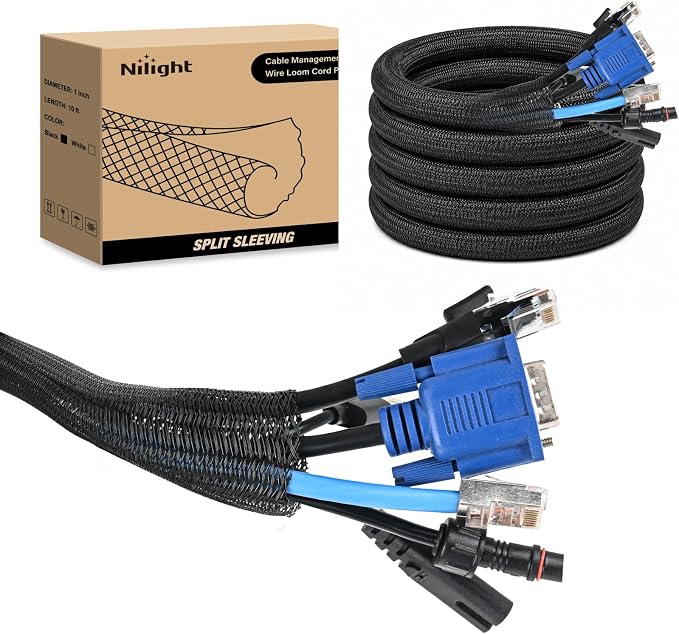 Nilight Cable Sleeve, 10ft-1inch Cord Management Sleeves, Braided Sleeving by Nilight