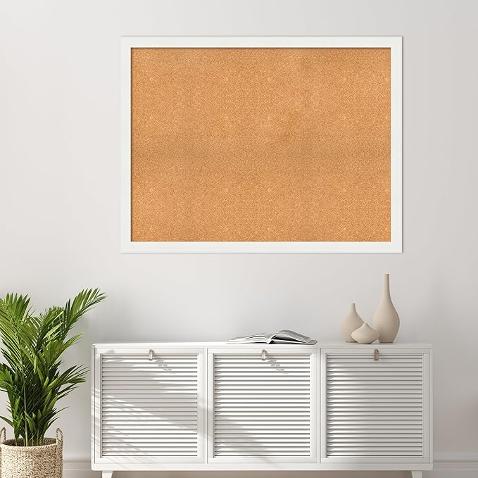 Amanti Art Natural Cork Board for Wall, 39x51 Vision Board with White Frame, Oversize Corkboard Office Decor for Home Organization, Casual Corkboard Pinboard to Display Items for Home Organization in-DeskLoop Office