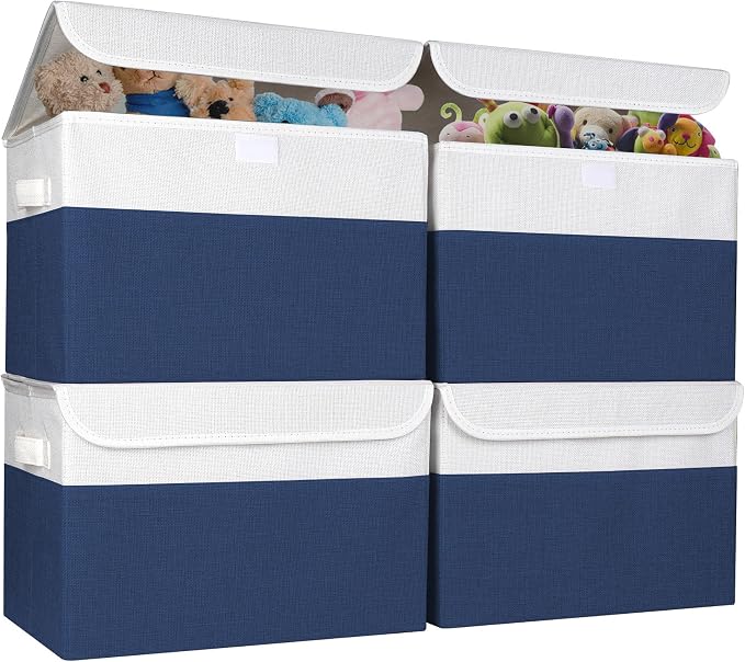 Bagnizer Large 22 Quart Linen Fabric Foldable Storage Bin Cube Organizer Basket by Bagnizer