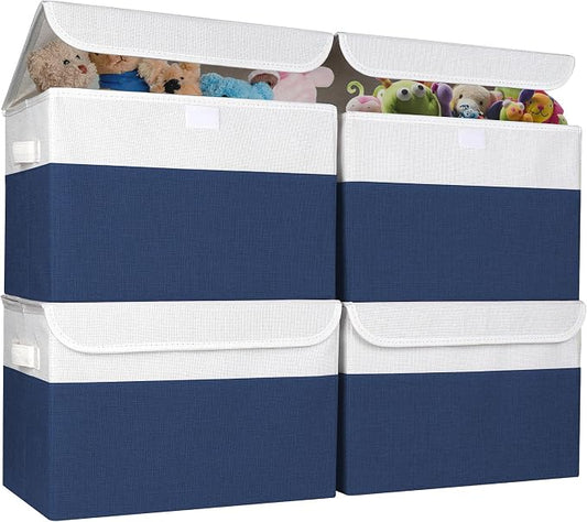 Bagnizer Large 22 Quart Linen Fabric Foldable Storage Bin Cube Organizer Basket by Bagnizer