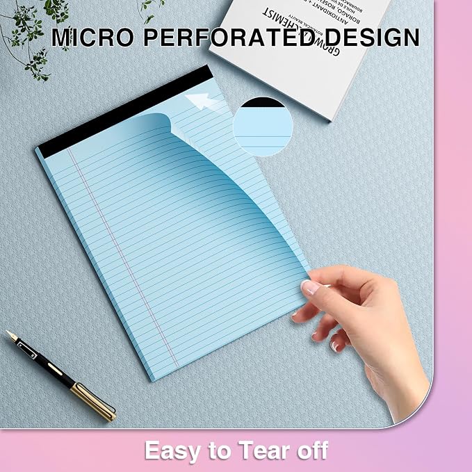 3 Pcs Legal Pads 8.5 x 11 Blue Note Pads 8.5 x 11 Notepad Total 75 Sheets - Image 3