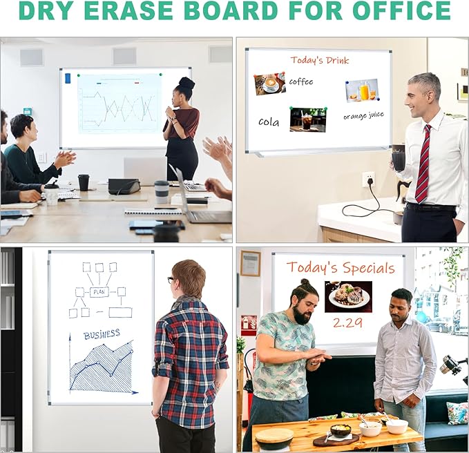 H-Qprobd 3' x 2' Whiteboard Dry Erase White Board for Wall 36x24 (3pcs) Magnetic Boards for Office Classroom & Home, Small Wall Whiteboard Including 6 Markers, 20 Magnets, 2 Erasers-DeskLoop Office