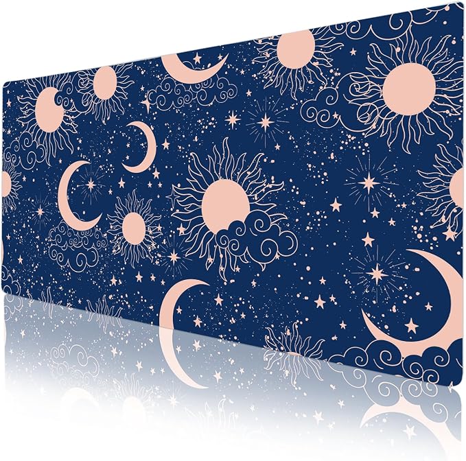 Colorful Star Starry Sky Large Mouse Pad, Celestial Moon and Sun Extended - Image 3