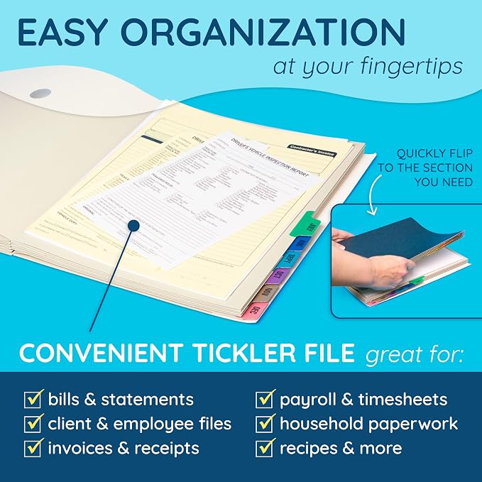 Blue Summit Expanding Monthly File Organizer, Letter Size 12 Month File Folder - Image 2