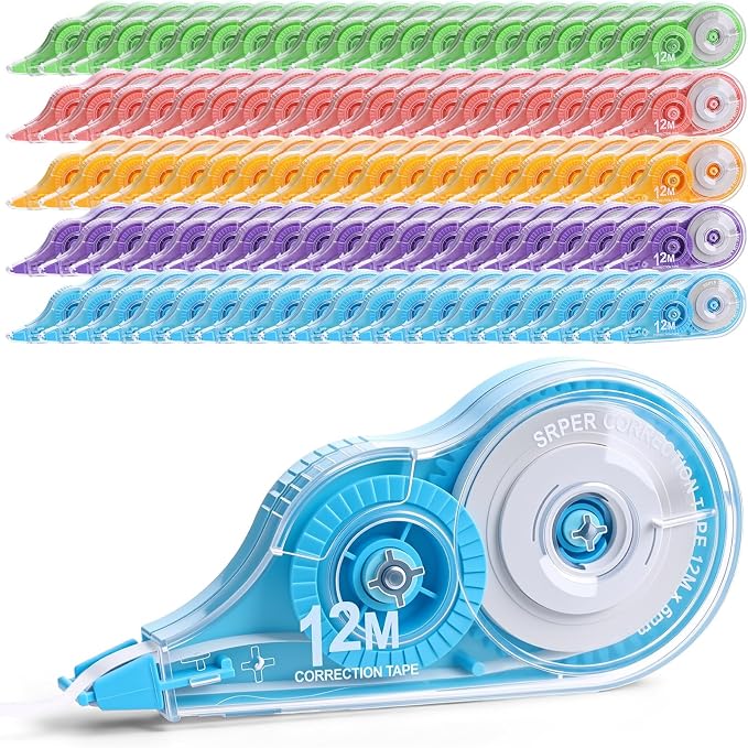 AmazingSpark 100 Pcs Correction Tape Bulk 39.4 ft White Wrong out - Image 9