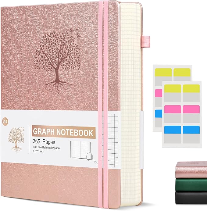 Ansopu Graph Paper Notebook Journal, 360 Numbered Pages Grid Notebooks 8.5 x 11 by Ansopu