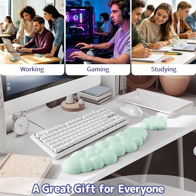 Sushret Cloud Wrist Rest Keyboard, Cloud Keyboard Wrist Pad Set - Image 6