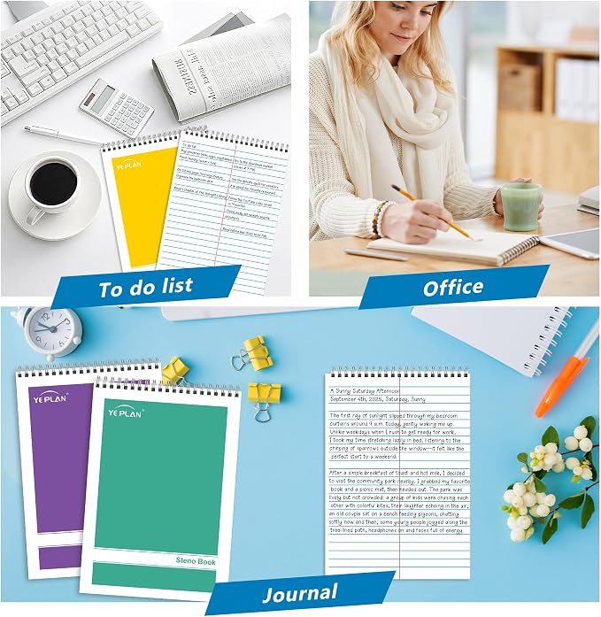 Yeplan Steno Pads Spiral Notebook 6x9 12 Pack, Top Spiral Notebook - Image 5