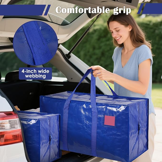 12 Pack Moving Bags with Full-Open Side Zipper, Extra Large 93L Heavy Duty - Image 6