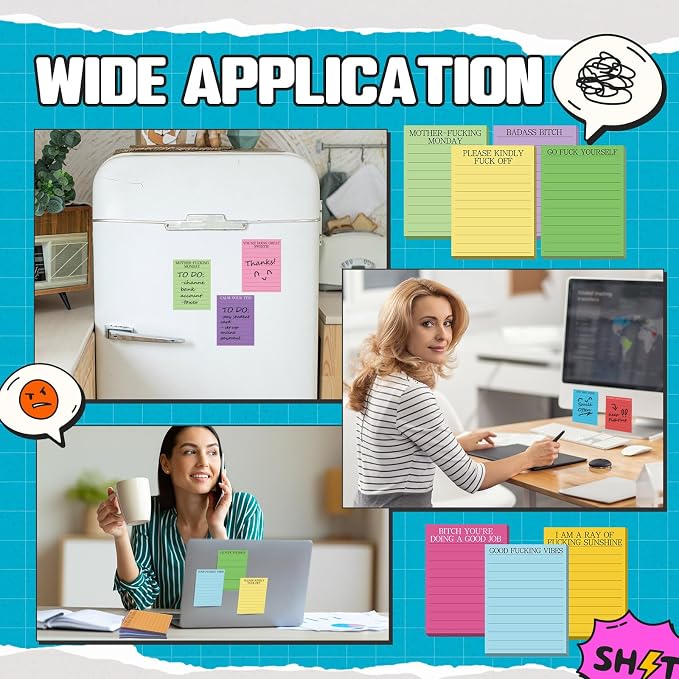 12 Pcs Funny Sticky Notes for Work 4x3 Inches Sarcastic Self Adhesive Notepads - Image 5