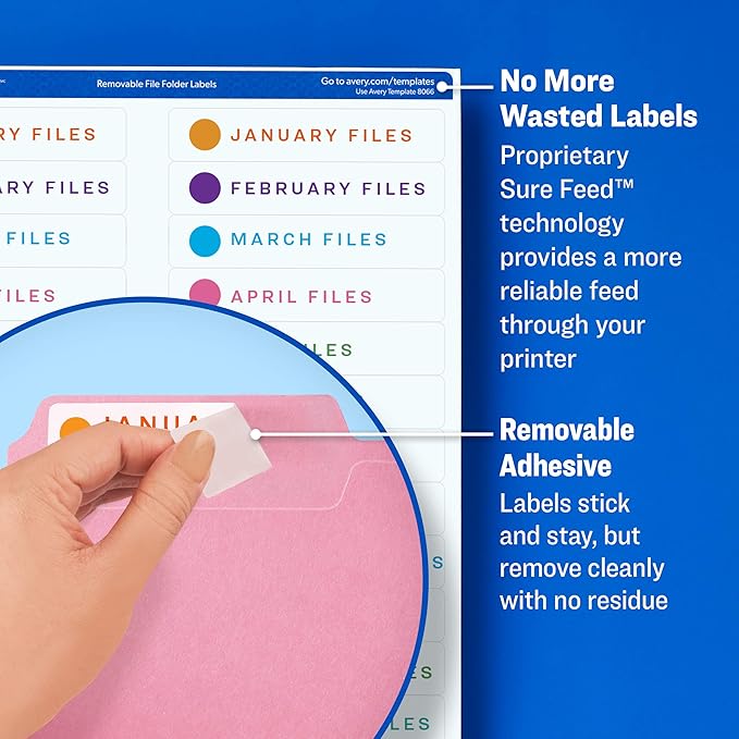 Avery File Folder Labels with Sure Feed, 2/3" x 3-7/16", 750 Printable Labels - Image 3