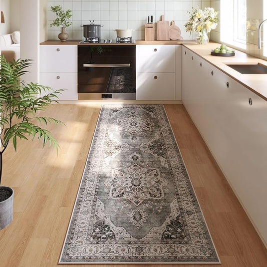 Rugcomf Vintage Medallion Kitchen Rugs Non Slip Washable 2'7"x8' by Rugcomf