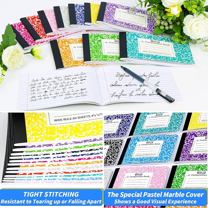 48 Pack Composition Notebooks Bulk Wide Ruled 4-7/8"x 7.5" Half Size - Image 4