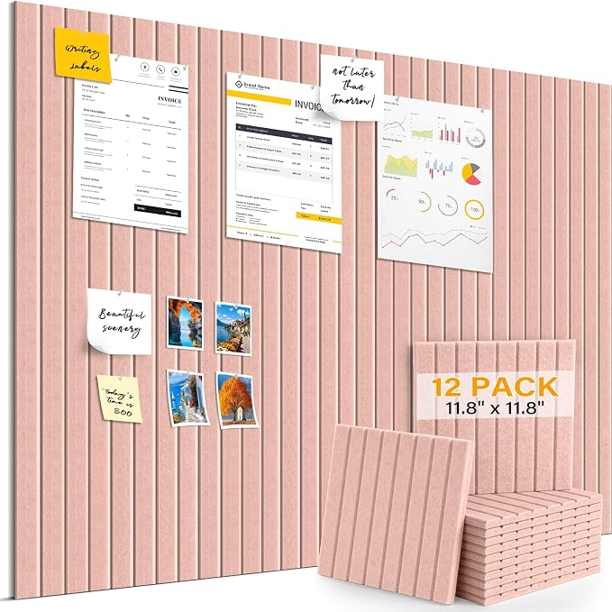 Large Felt Bulletin Board，47.2" x 35.4" 12 Pack Cork Board Alternative by ANWEOR