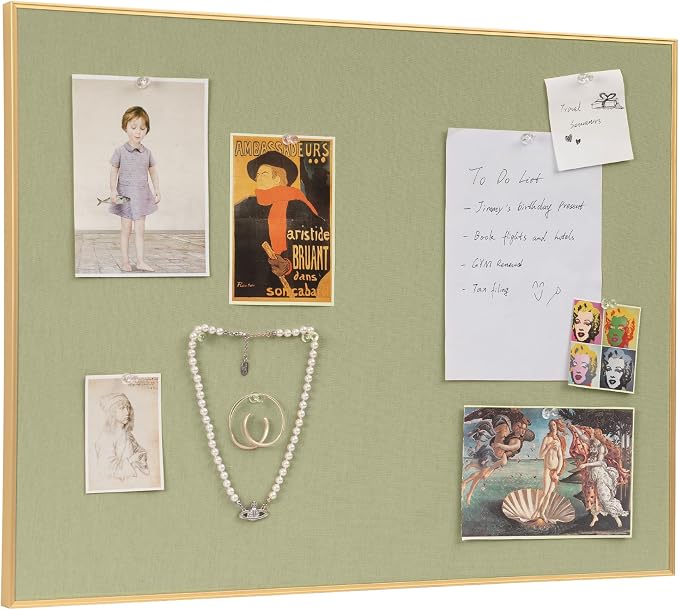 Lightomorrow Bulletin Board 30 x 20 inches, Sage Green Pin Board Vision Board by Lightomorrow
