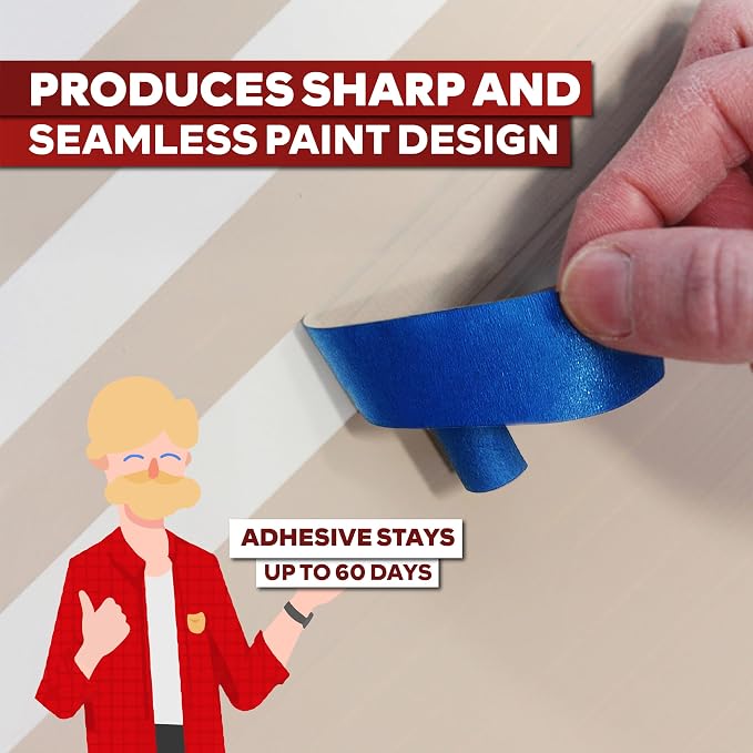XFasten Professional Blue Painters Tape, 3 Inches x 60 Yards Blue Tape - Image 8