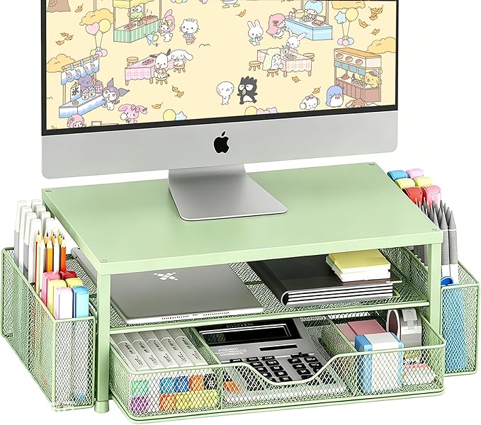OPNICE Desk Organizers and Accessories, 2-Tier Computer Monitor Stand Riser by OPNICE