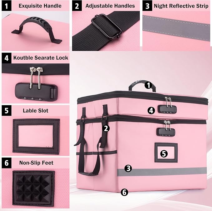 EXLIFBAG 2 Layer File Box with Lock, Portable Document Organizer Box with Handle - Image 2