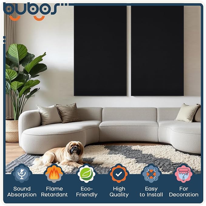 BUBOS 2 PCS Fabric Acoustic Panels, 47.2''x23.7'' Decorative Sound Dampening - Image 5