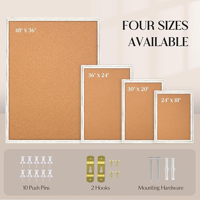 Large Cork Board, 48" x 36", Big Bulletin Board White Framed Corkboard for Wall, Decorative Pin Board Vision Board Memo Board for Office Home School-DeskLoop Office
