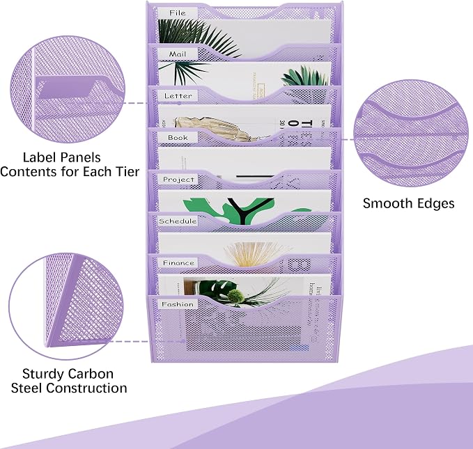 EasyPAG 8 Pocket Mesh Wall File Organizer, Hanging Paper Folder Holder - Image 3