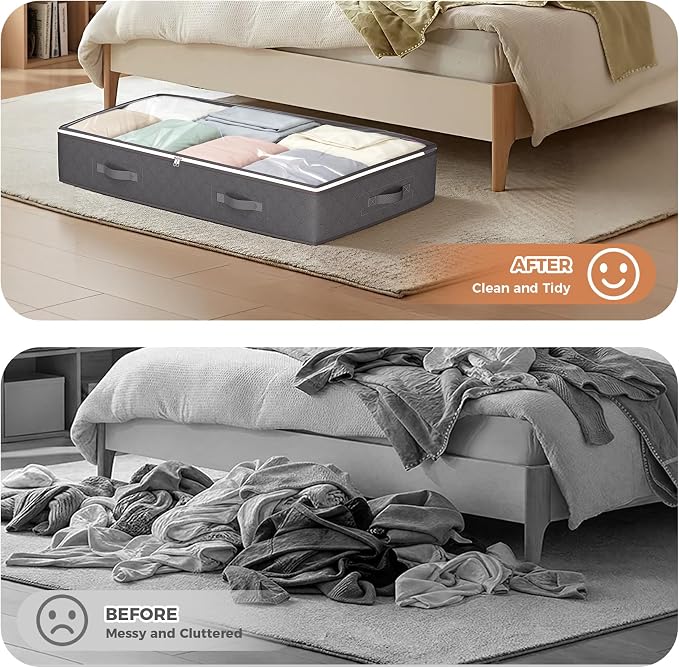 90L Under Bed Storage Containers, 6 Pack Underbed Closet Storage Organizer - Image 7