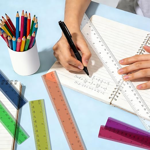 7 Pack 12 Inch Rulers, 30 cm Transparent Rulers, - Image 6