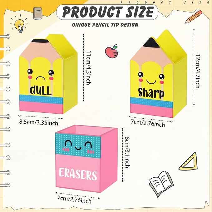 Gilprop 3 Pcs Back to School Sharp and Dull Pencil Holder - Image 2