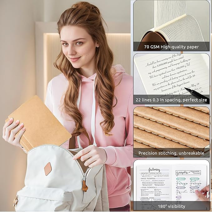 100 PCS A5 Lined Notebooks Bulk, 8.3"x5.5" Kraft Paper Journals - Image 3