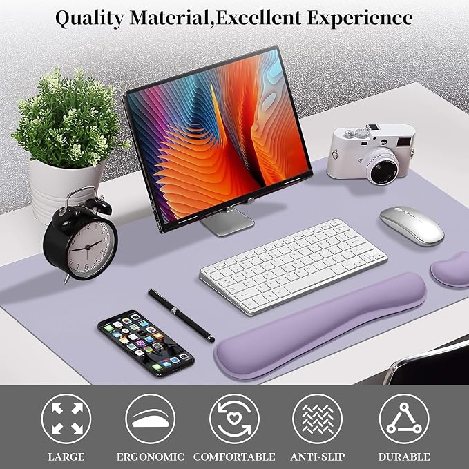 Mouse and Keyboard Pad, 3-in-1 Desk Mat Set, Wrist Rest - Image 2