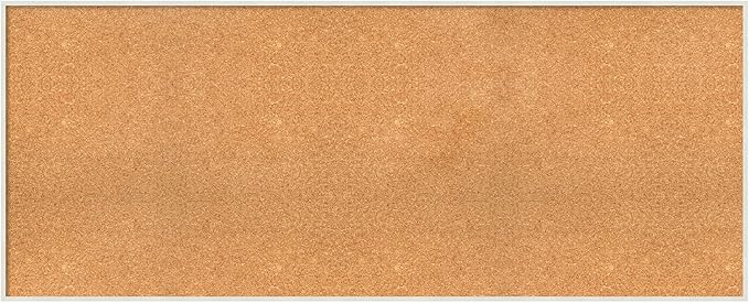 Amanti Art Natural Cork Board for Wall, 25x61 Vision Board with White Frame, Oversize Corkboard Office Decor for Home Organization, Modern Corkboard Pinboard to Display Items for Home Organization in-DeskLoop Office