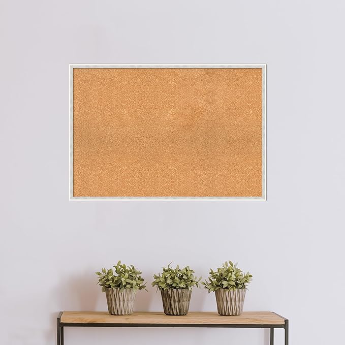 Amanti Art Natural Cork Board for Wall, 27x39 Vision Board with White Frame, Large Corkboard Office Decor for Home Organization, Modern Corkboard Pinboard to Display Items for Home Organization in-DeskLoop Office