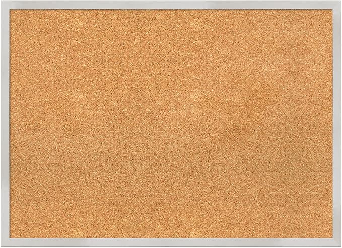 Amanti Art Natural Cork Board for Wall, 21x29 Vision Board with Silver Wood Frame, Medium Corkboard Office Decor for Home Organization, Modern Contemporary Corkboard Pinboard to display items for home-DeskLoop Office