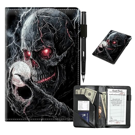 Dark Skull Cute Server Book for Waitress & Waiter 8"x5" by Unknown