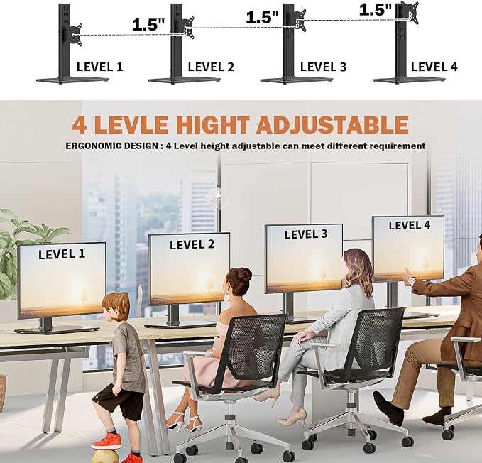 Single LCD Computer Monitor Free-Standing Desk Stand Mount Riser - Image 4