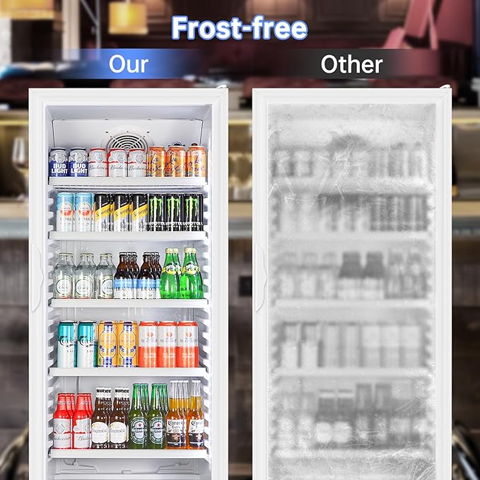 Commercial Beverage Refrigerator, 24.5 Inch 15 Cu. Ft. Drink Fridge, Display Refrigerator with Glass Door, Commercial Display Fridge with 5 Adjustable Shelves, for Shops, Restaurants, Bars-DeskLoop Office