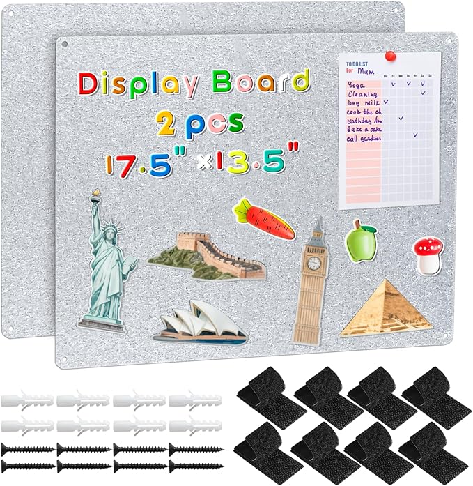 MAXECHO 2 Pack Sliver Gray Magnetic Bulletin Board, 17.5"×13.5" Magnet Boards by MAXECHO