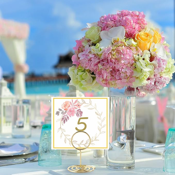 Hoewina 26Pcs Table Number Holders, Place Card Holder, Wire Picture Holder - Image 5