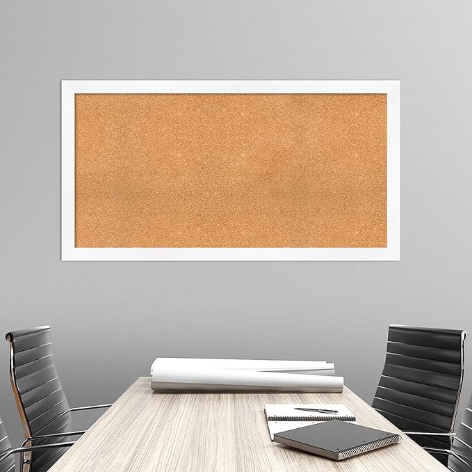 Amanti Art Natural Cork Board for Wall, 27x51 Vision Board with White Frame, Oversize Corkboard Office Decor for Home Organization, Modern Corkboard Pinboard to Display Items for Home Organization in-DeskLoop Office