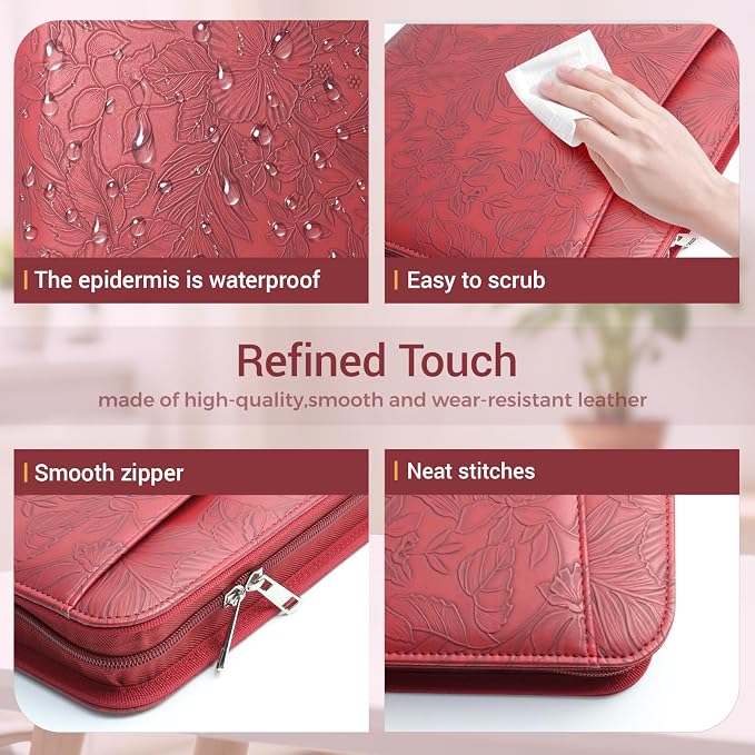A4 Embossed Faux Leather Zippered Padfolio - Image 5