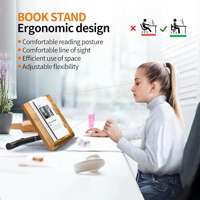 NAMON 2-in-1 Dual-use Floor & Desktop Book Stand, 100% Solid Wood, Height - Image 4