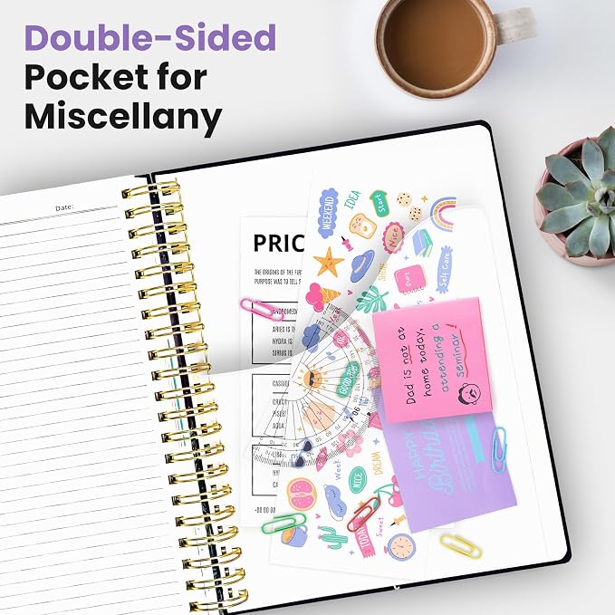 Large Lined Spiral Journal for Women Cute Hardcover 5 Subject Notebook for Work - Image 6